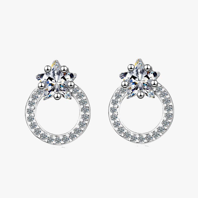 Серьги-гвоздики покрытое серебром с кристаллами Swarovski