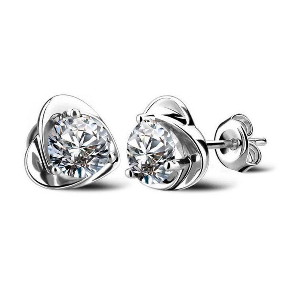 Серьги-гвоздики покрытые серебром с кристаллами Swarovski