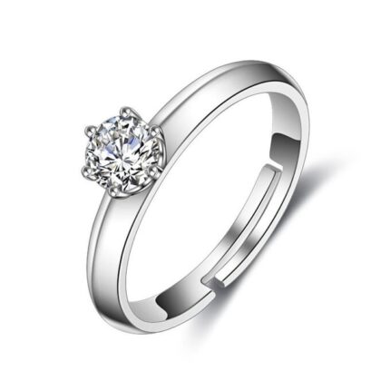 Безразмерное кольцо покрытое серебром с кристаллами Swarovski