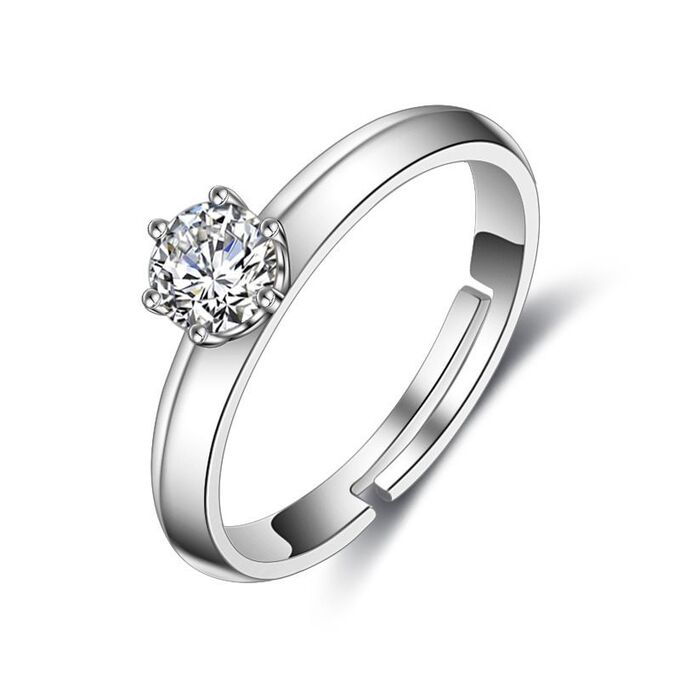 Безразмерное кольцо покрытое серебром с кристаллами Swarovski