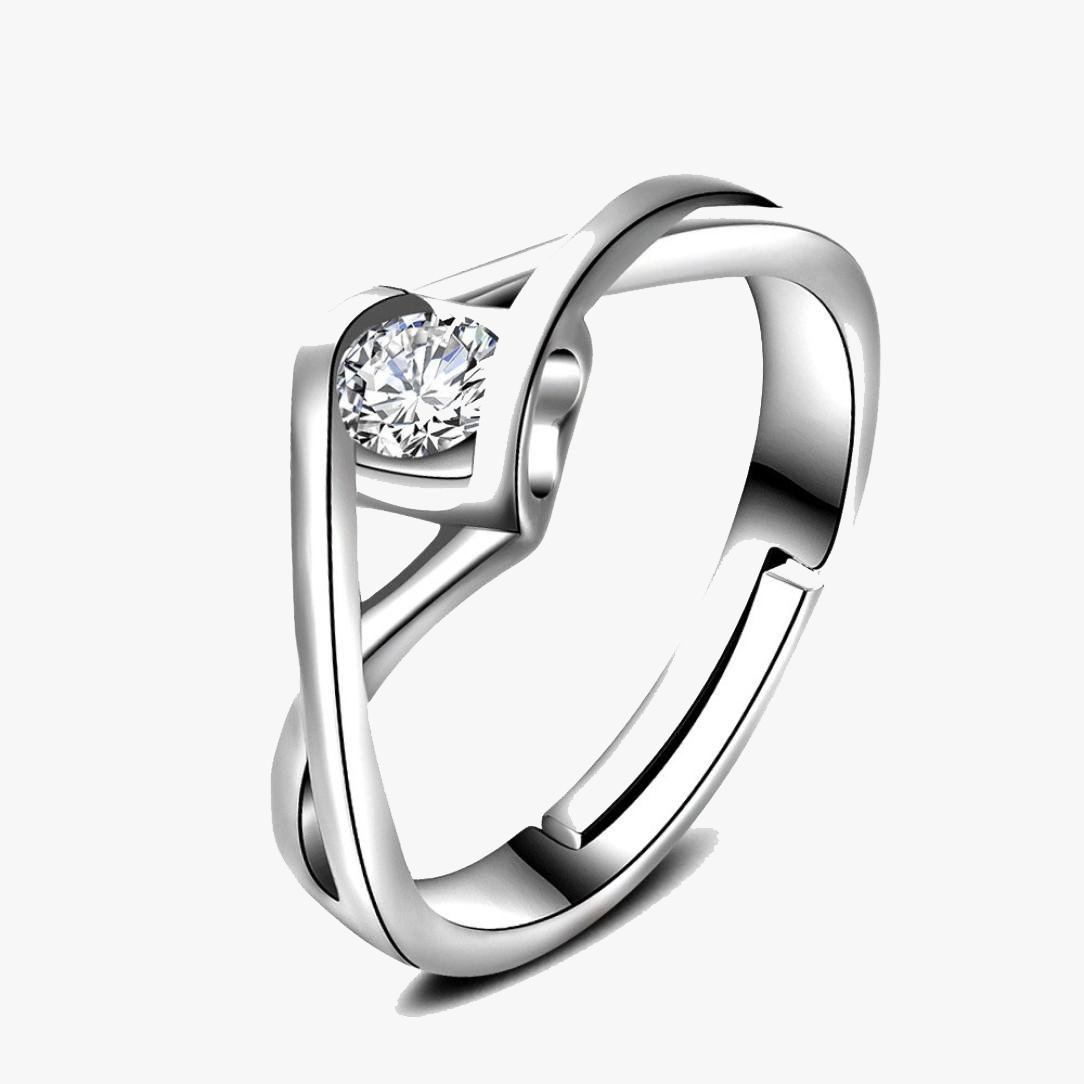 Безразмерное кольцо покрытое серебром с кристаллами Swarovski