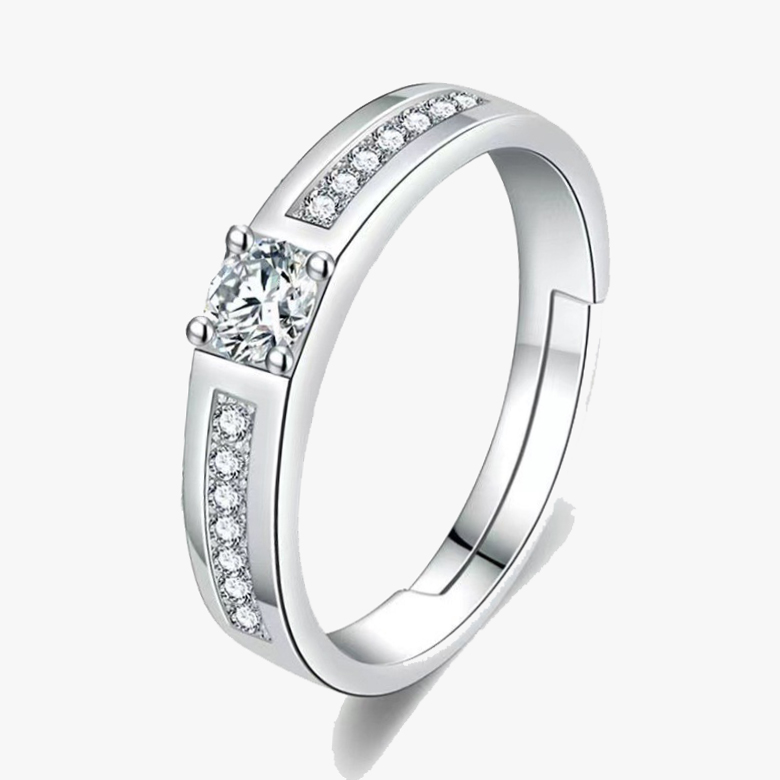 Безразмерное кольцо покрытое серебром с кристаллами Swarovski